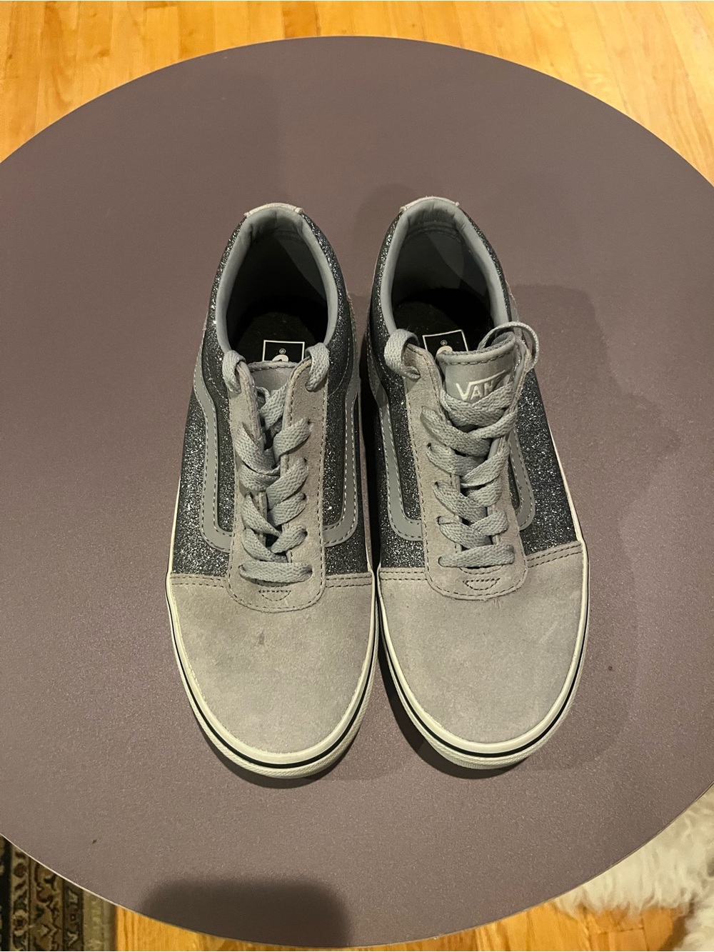 Vans Gray Suede & Black Glitter Old Skool Sneakers
